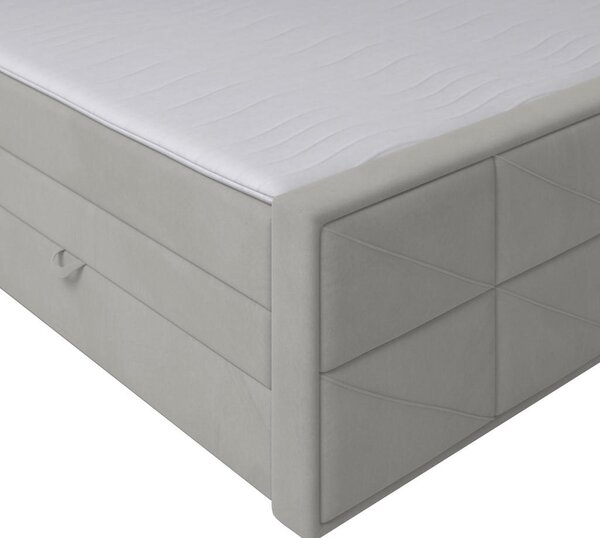 BOXSPRING POSTELJA 180 cm x 200 cm , kovina, umetna masa, tekstil, karton, leseni material svetlo siva