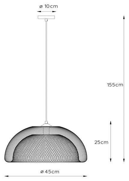 Mrežasta viseča svetilka, enojna, črna, Ø 46 cm