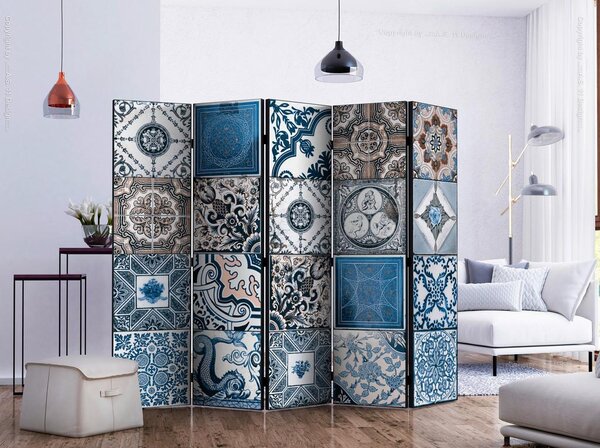Artgeist Paravan Blue Arabesque I, 5-Delni, Dvostranski