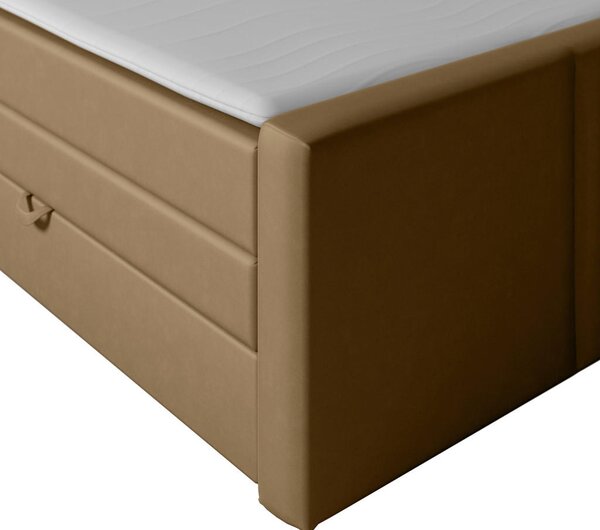 BOXSPRING POSTELJA 120 cm x 200 cm , les, kovina, umetna masa, tekstil bež