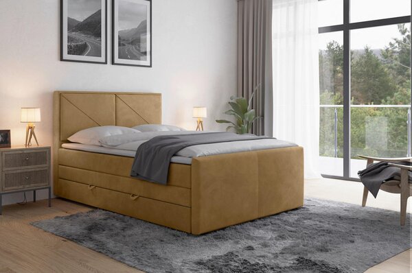 BOXSPRING POSTELJA 120 cm x 200 cm , les, kovina, umetna masa, tekstil bež