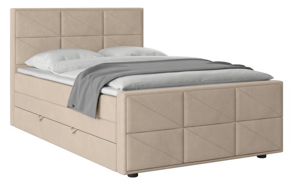 BOXSPRING POSTELJA 140 cm x 200 cm , les, kovina, umetna masa, tekstil bež
