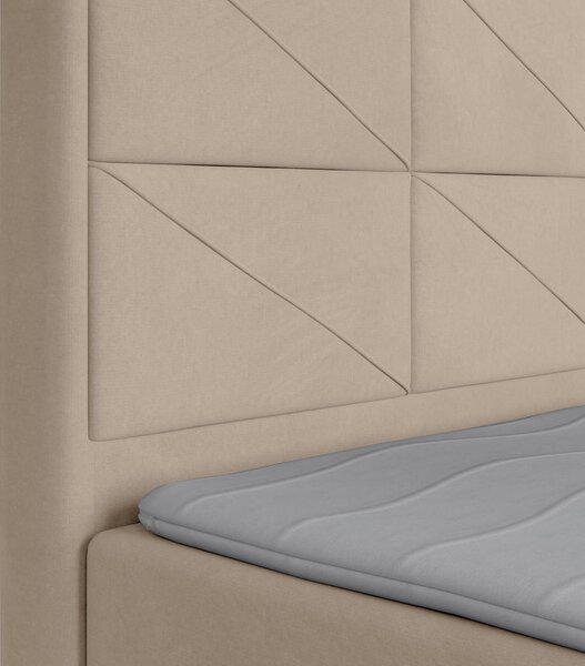 BOXSPRING POSTELJA 140 cm x 200 cm , les, kovina, umetna masa, tekstil bež