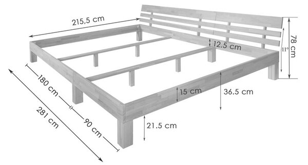 DRUŽINSKA POSTELJA 270 cm x 200 cm , les