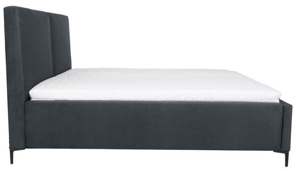OBLAZINJENA POSTELJA 140 cm x 200 cm , tekstil temno siva