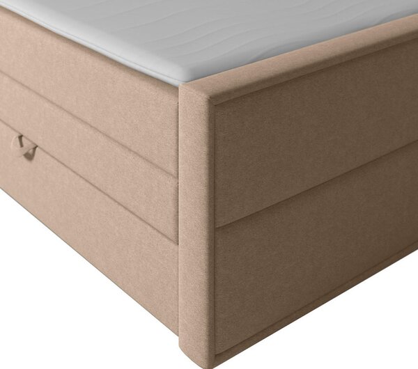 BOXSPRING POSTELJA 180 cm x 200 cm , les, kovina, umetna masa, tekstil, karton, leseni material naravne barve