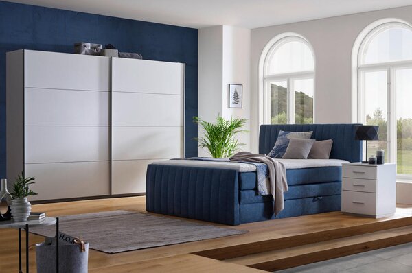 BOXSPRING POSTELJA 160 cm x 200 cm , tekstil modra