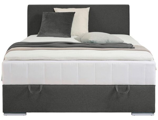 POSTELJA Z VZMETNICO 90 cm x 200 cm , tekstil temno siva
