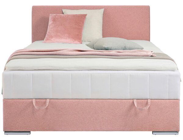 POSTELJA Z VZMETNICO 90 cm x 200 cm , tekstil roza