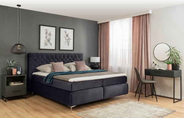 BOXSPRING POSTELJA 160 cm x 200 cm , tekstil siva