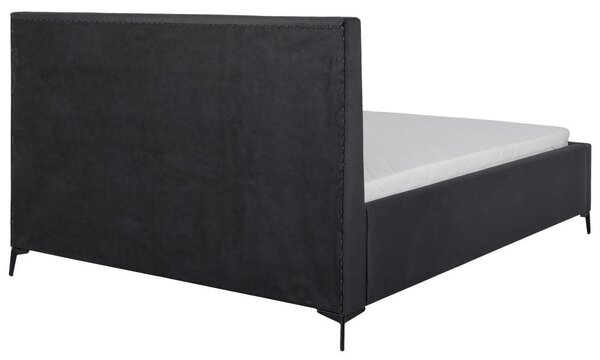 OBLAZINJENA POSTELJA 140 cm x 200 cm , tekstil črna