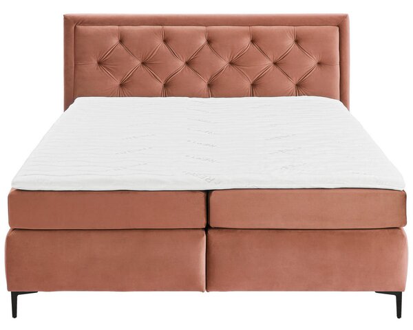 BOXSPRING POSTELJA 160 cm x 200 cm , tekstil starinsko roza