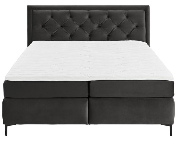 BOXSPRING POSTELJA 160 cm x 200 cm , tekstil temno siva