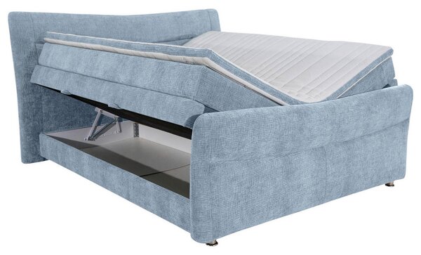 BOXSPRING POSTELJA 140 cm x 200 cm , tekstil svetlo modra