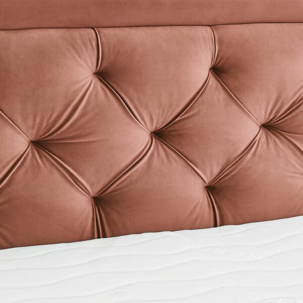 BOXSPRING POSTELJA 160 cm x 200 cm , tekstil starinsko roza