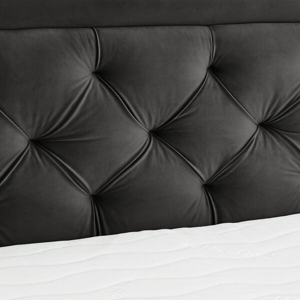 BOXSPRING POSTELJA 160 cm x 200 cm , tekstil temno siva