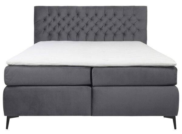 BOXSPRING POSTELJA 160 cm x 200 cm , tekstil siva