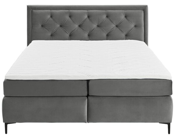 BOXSPRING POSTELJA 160 cm x 200 cm , tekstil siva
