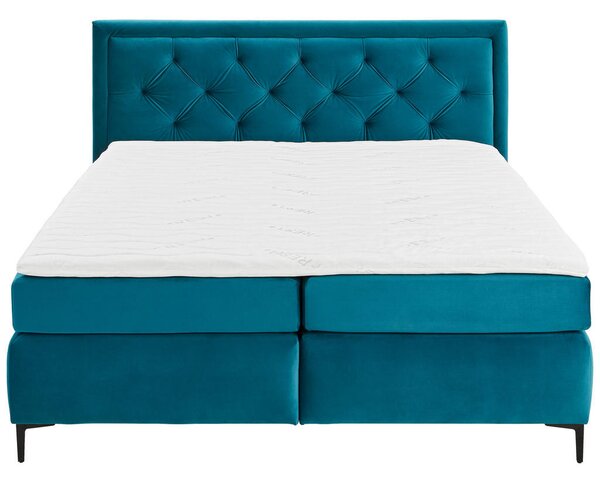BOXSPRING POSTELJA 160 cm x 200 cm , tekstil turkizna