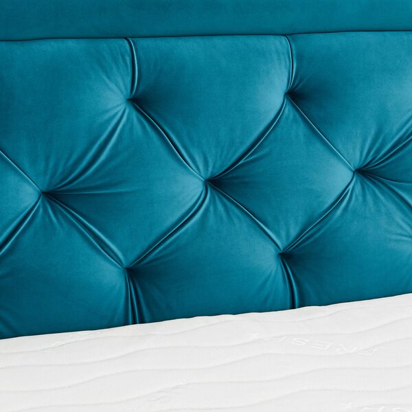 BOXSPRING POSTELJA 160 cm x 200 cm , tekstil turkizna
