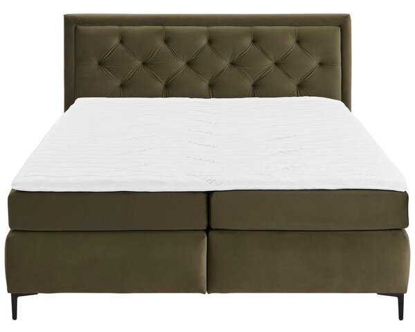 BOXSPRING POSTELJA 160 cm x 200 cm , tekstil temno zelena