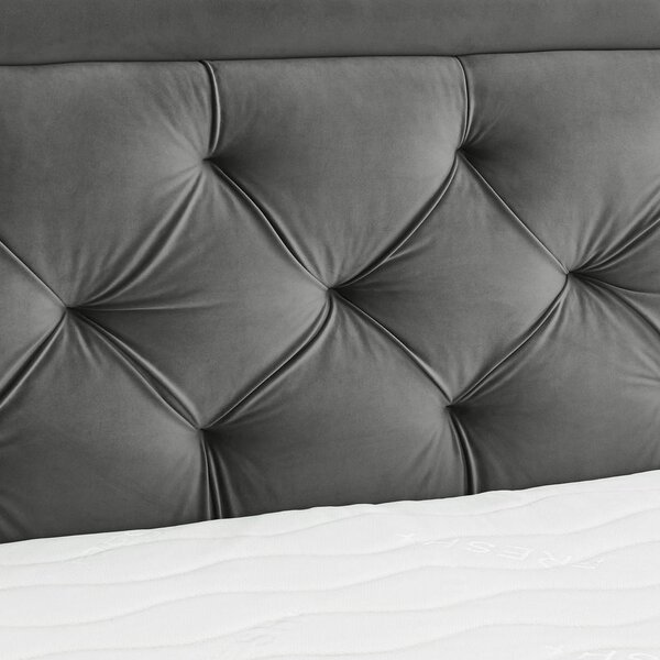 BOXSPRING POSTELJA 160 cm x 200 cm , tekstil siva