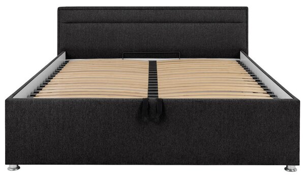 OBLAZINJENA POSTELJA 160 cm x 200 cm , les, kovina, umetna masa, tekstil antracit