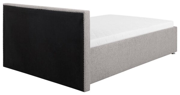 OBLAZINJENA POSTELJA 120 cm x 200 cm , les, kovina, umetna masa, tekstil svetlo siva