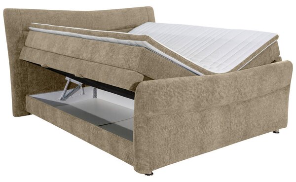 BOXSPRING POSTELJA 140 cm x 200 cm , tekstil svetlo rjava