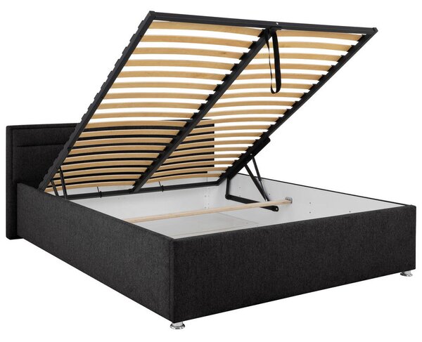 OBLAZINJENA POSTELJA 160 cm x 200 cm , les, kovina, umetna masa, tekstil antracit