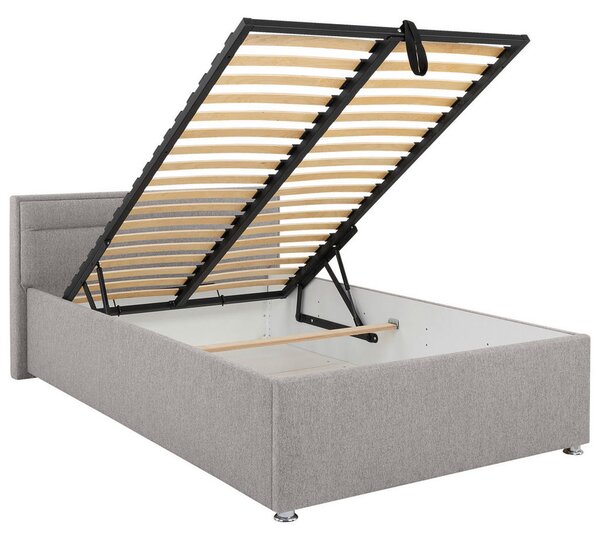 OBLAZINJENA POSTELJA 120 cm x 200 cm , les, kovina, umetna masa, tekstil svetlo siva