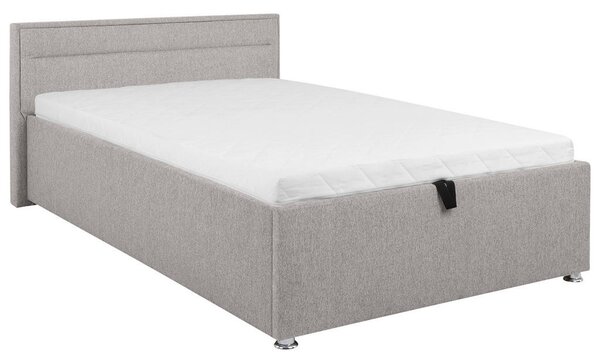 OBLAZINJENA POSTELJA 120 cm x 200 cm , les, kovina, umetna masa, tekstil svetlo siva