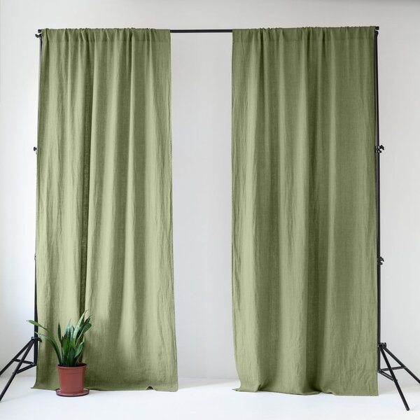 Svetlo zelena lanena zavesa 140x200 cm Sage – Linen Tales