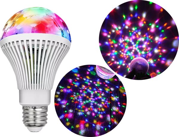 LED RGB vrtljiva disko žarnica E27 3W
