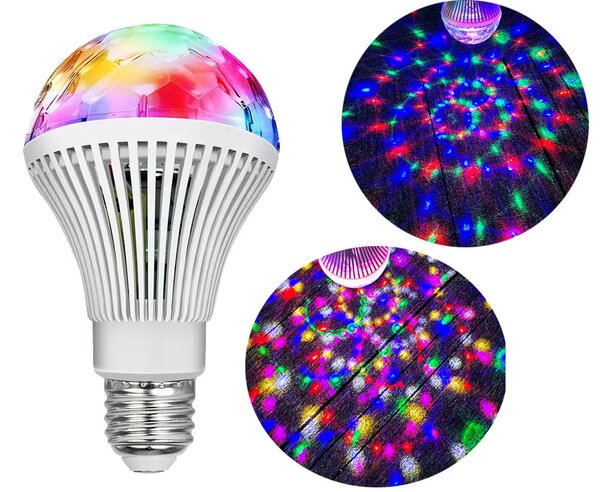 LED RGB vrtljiva disko žarnica E27 3W