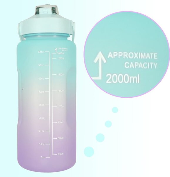 Športni bidon s slamico za vodo 2000ml