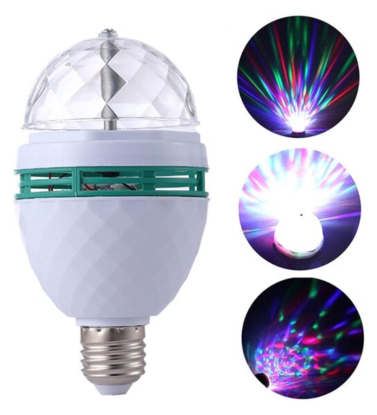 LED RGB disko žarnica E27 3W