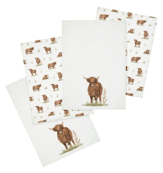 Bombažne kuhinjske krpe v kompletu 4 ks 50x70 cm Angus Highland Cow – Catherine Lansfield