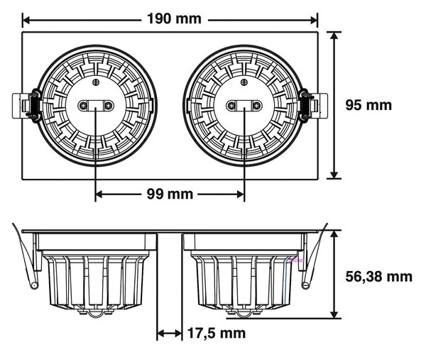 SLC DL04 Square X2 LED vgradna svetilka 2700K bela