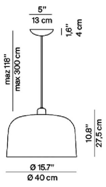 Luceplan Zile viseča svetilka črna mat, Ø 40 cm