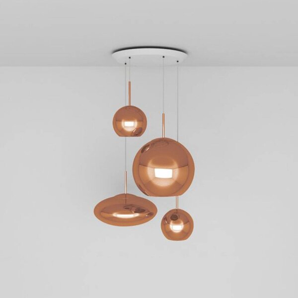 Tom Dixon Copper Range Okrogla viseča svetilka, 4-svetlobna