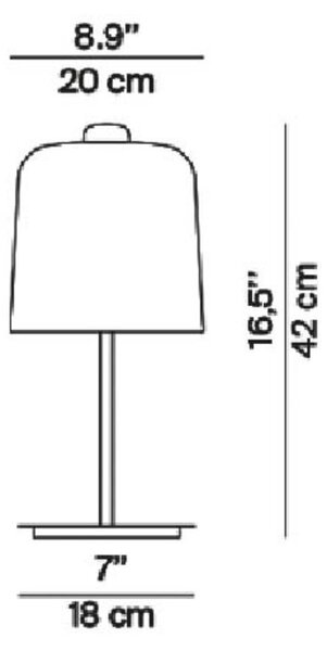 Namizna svetilka Luceplan Zile opečnato rdeča, višina 42 cm