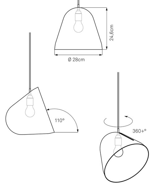 Nyta Nagibna viseča luč, kabel 3 m, rdeča, siva