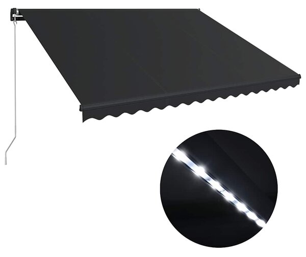 VidaXL Ročno zložljiva tenda z LED lučmi 450x300 cm antracitna