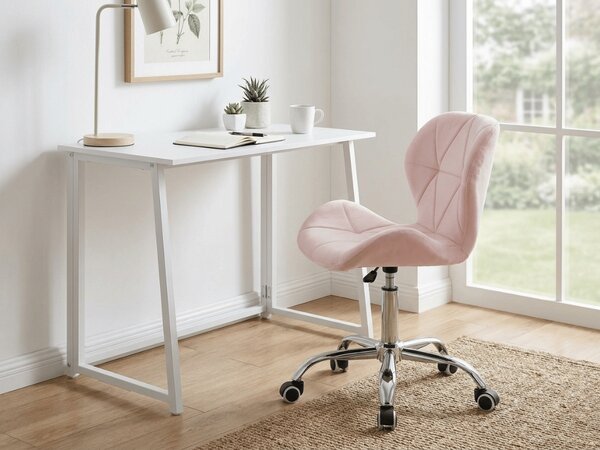 Set za delovno sobo ZARIMO miza 80x40 cm, bela + stol AVOLA VELVET, svetlo roza