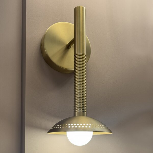 Elstead LED-stenna svetilka Arden, zlata barva, višina 36 cm, kovina, z možnostjo, zatemnjen, Zlata / medeninasta, Dnevna soba / jedilnica, Aluminij, Sodobni, Okrogla stena