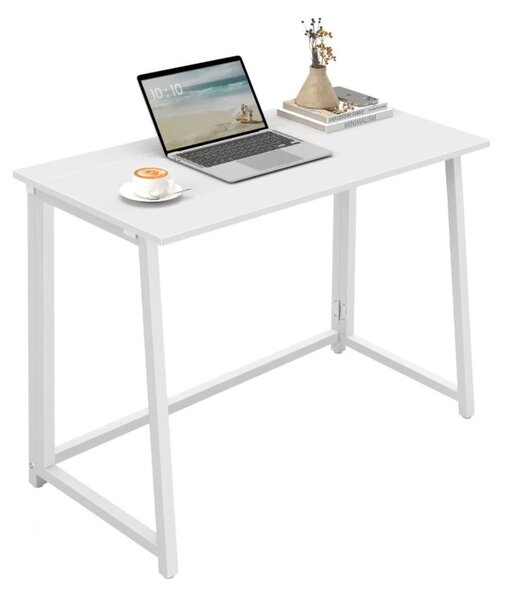 Set za pisarno ZARIMO miza 80x40 cm, bela + stol AVOLA iz umetnega usnja, roza