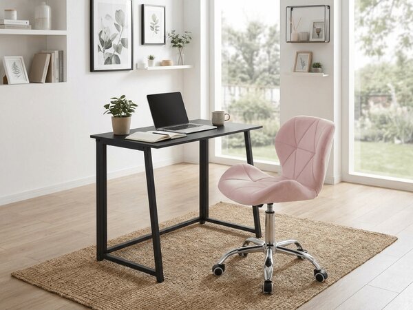 Set za delovno sobo ZARIMO miza 80x40 cm, črna + stol AVOLA VELVET, roza