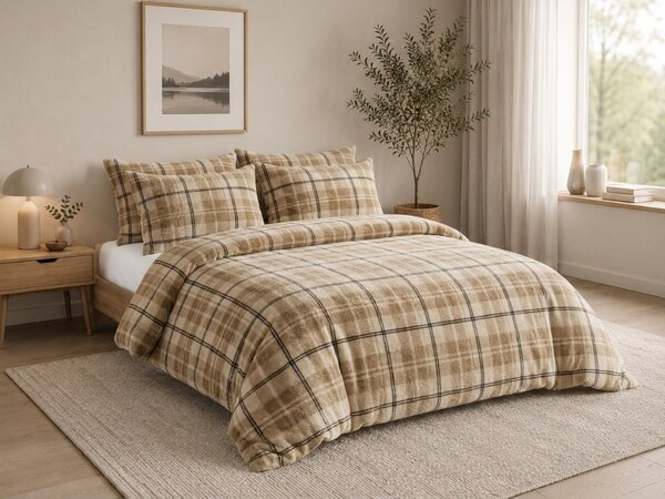 Posteljnina mikropliš PLAID kremna Dimenzije posteljnine: 70 x 90 cm | 140 x 200 cm