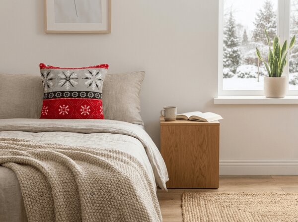 Mikropliš prevleka za blazino SNOWY FOREST 45x45 cm, siva